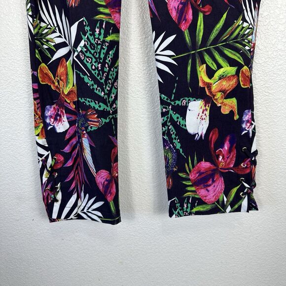 Soft Surroundings Pants Women Medium Stretch Crop Navy Floral Tropical Comfort - Picture 5 of 10
